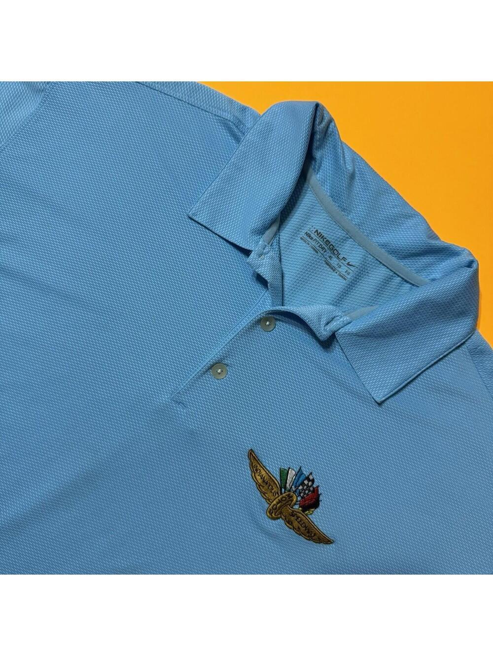 Nike Golf Fit-Dry Indianapolis Speedway Textured Blue Shirt 256488 490 Men’s XL